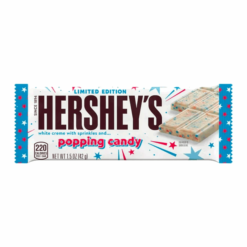 Hersheys White Creme W/ Sprinkles & Popping Candy Bar 1.5oz (42g)