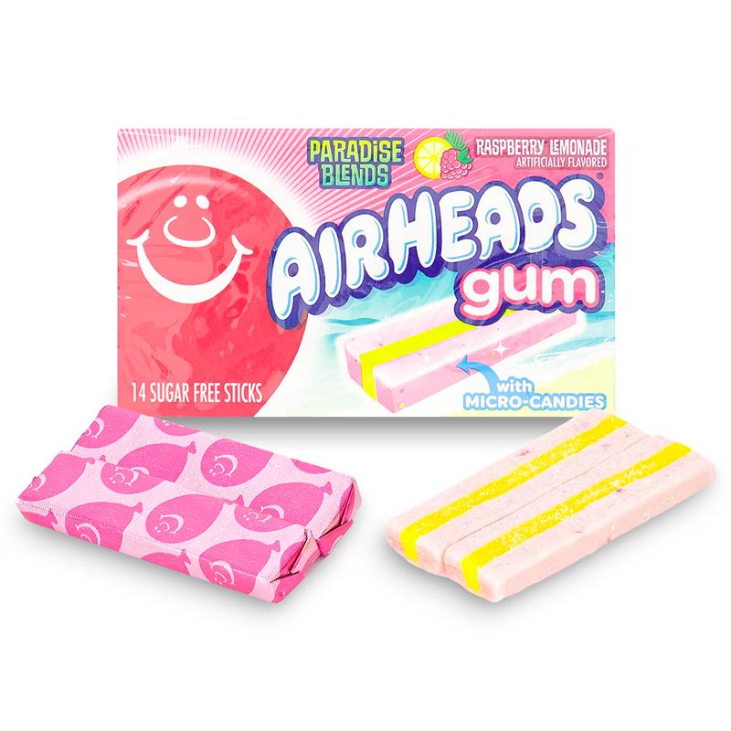 Airheads Sugar Free Gum With Micro Candies - Paradise Blends Raspberry Lemonade - 14 Stick
