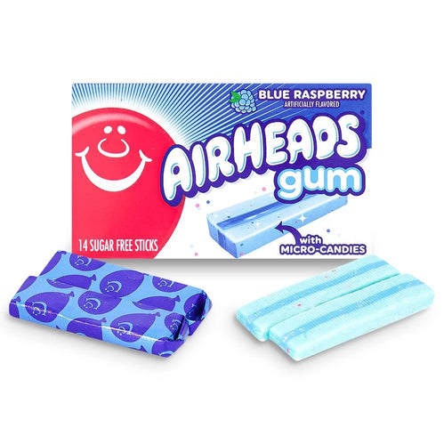 Airheads Sugar Free Gum With Micro Candies - Blue Raspberry - 14 Stick