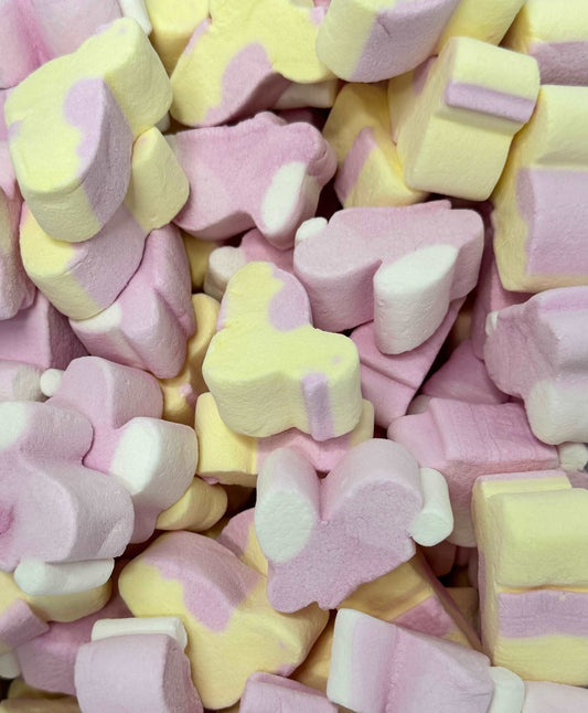 Freeze Dried Yellow & Pink Chicks and Pink & White Bunny Mallows