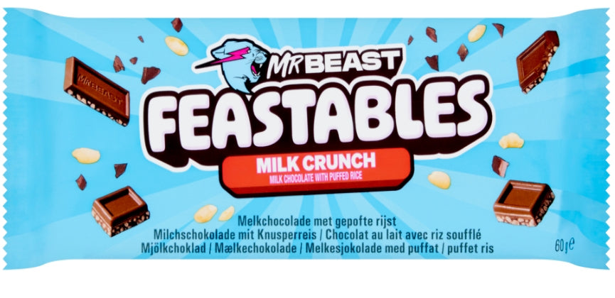 Feastables MrBeast Milk Crunch Milk Chocolate with Puffed Rice Bar 60g