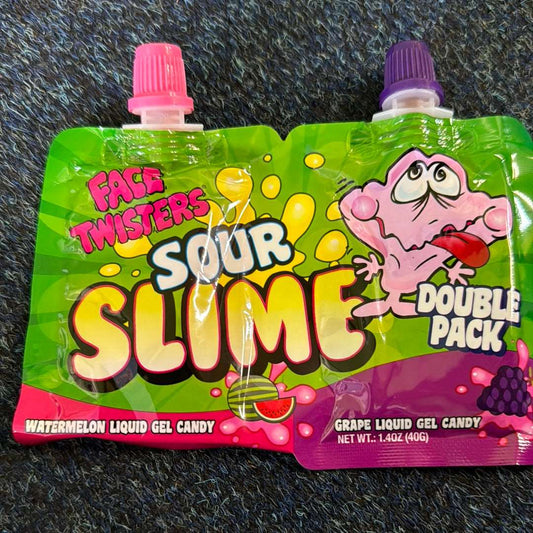 Face Twisters Sour Slime Double Pack Watermelon & Grape - 1.4oz (40g)