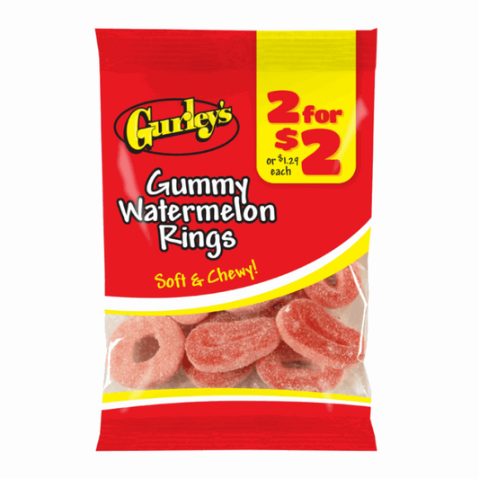 Gurley's Gummy Watermelon Rings Peg Bags 2.75oz (78g)