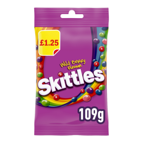 Skittles Vegan Chewy Sweets Wild Berry Fruit Flavoured Treat Bag 109g