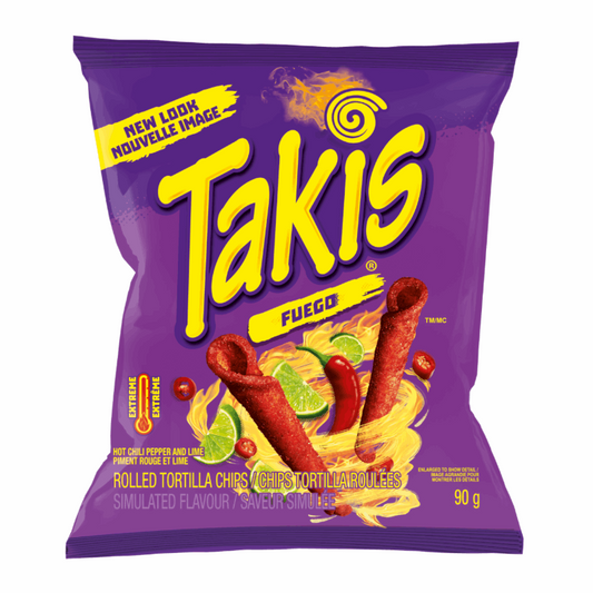 Takis Fuego Rolled Tortilla Corn Chips Canadian  (90g)