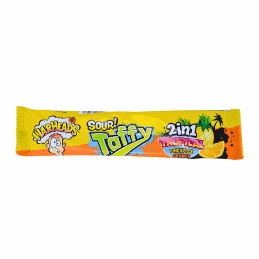 Warheads Taffy Bar 2in Tropical Pineapple Orange 1.5oz (42g)